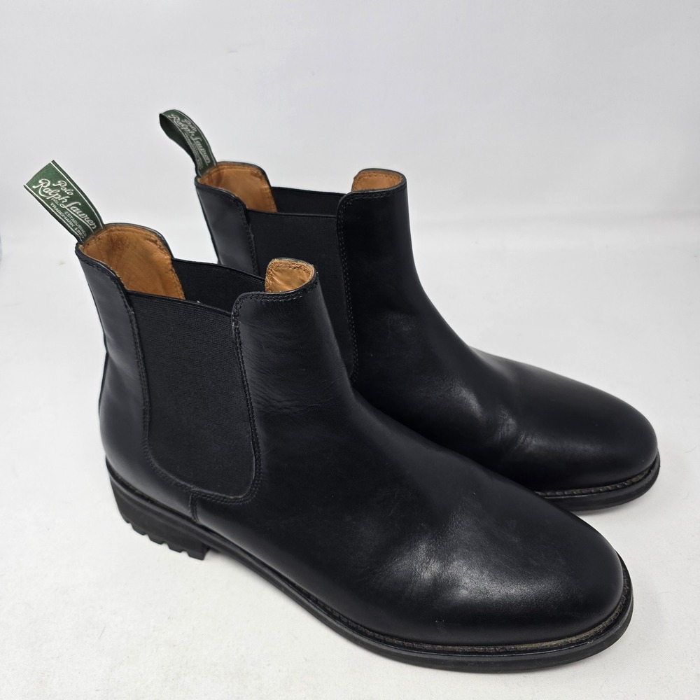 Polo Ralph Lauren Bryson Chelsea Boots Mens 11.5 Black Leather Lug Sole